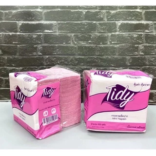 กระดาษเช็ดปาก สีชมพู Tidy*แผ่นใหญ่ ไม่เป็นขุย(450แผ่น/ห่อ)