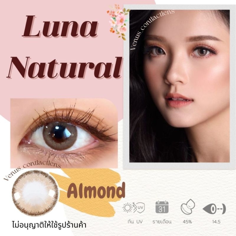 คอนแทคเลนส์ Luna Natural​ Almond / ยี่ห้อ Gaezz Secret ; Color Almond ( ค่าสายตา 50 - 700 )