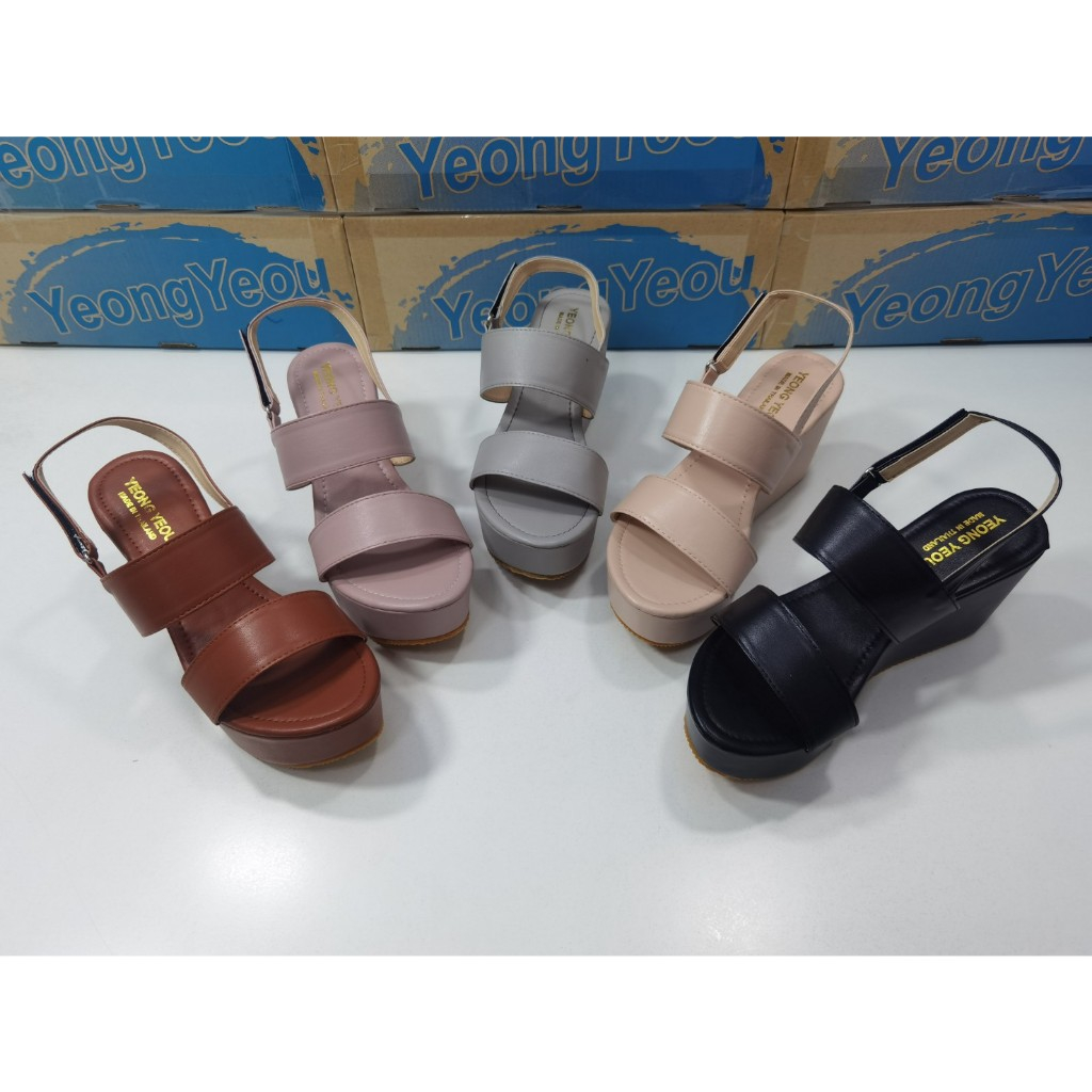 lin lin big shop​ รองเท้าแตะแฟชั่นส้นเตารีดสองตอนรัดส้นหนังออยนิ่ม รหัส​yy2523