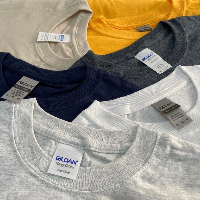 🍁Gildan Heavy Cotton Crew 5.3 oz เสื้อยืดคอกลม ผ้าบาง-คอชิด / สินค้านำเข้า Made in Honduras - Nicara