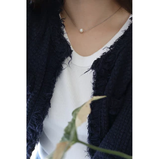 A.piece สร้อยมุกแท้ [Titanium steel] Simply classic collection : Freshwater pearl necklace