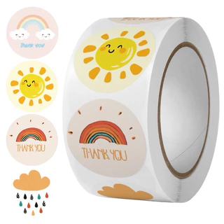 สติกเกอร์วงกลม ลวดลายน่ารัก ติดของอเนกประสงค์ (1 ม้วน 500 ดวง)