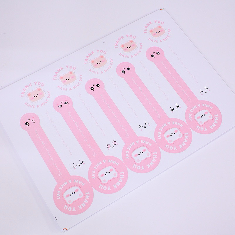 ❣️พร้อมส่ง❣️【100ดวง/แพ็ค】สติ๊กเกอร์ขอบคุณ Thank you stickers คาดกล่องเค้ก พัสดุ ขนาดยาว 10 ซม.