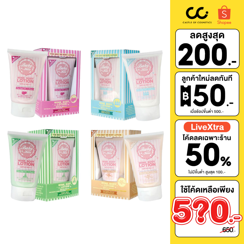 BABY KISS WINK BODY LOTION SPF30 PA+++ 150g เบบี้คิสส์ วิงค์ บอดี้ โลชั่น ครีมบีบีทาตัวขาว