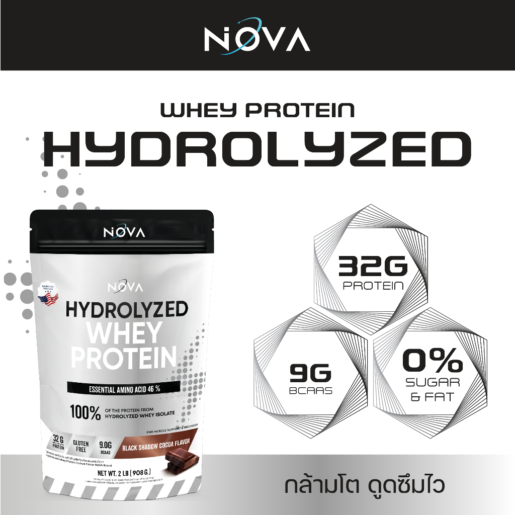[ 1 ถุง ] Nova Hydrolyzed Whey Protein 1 ถุง