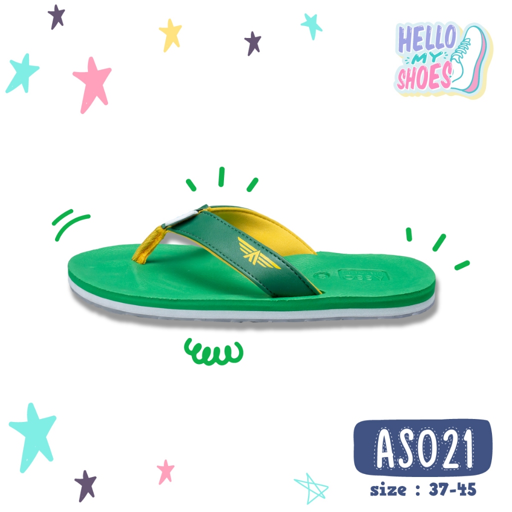 รองเท้าแตะลำลองแบบหูหนีบ พื้นยางพารากันลื่น ASSO รุ่น AS021 สินค้าตรงปก จัดส่งไว แท้100%