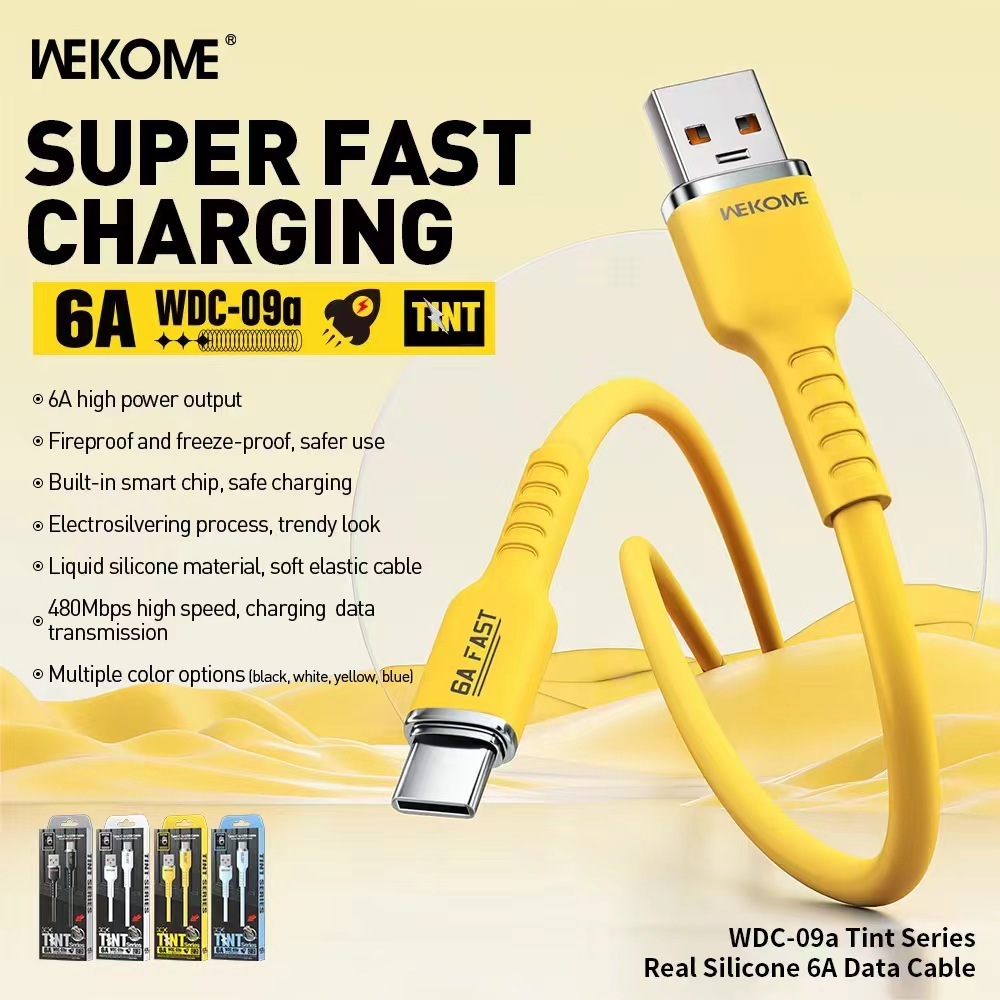 ใหม่!! WEKOME WDC-09a 6A สายชาร์จเร็ว Super Fast Charging สำหรับ USB for L/Type-C ความยาว1.2เมตร รองรับชาร์จเร็ว