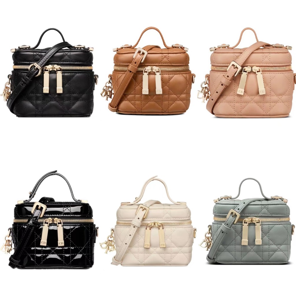 Dior/New Style/Super Mini/LADY DIOR VANITY/รูปแบบ Cannage/กระเป๋าสะพาย/กระเป๋าถือ/ของแท้ 100%