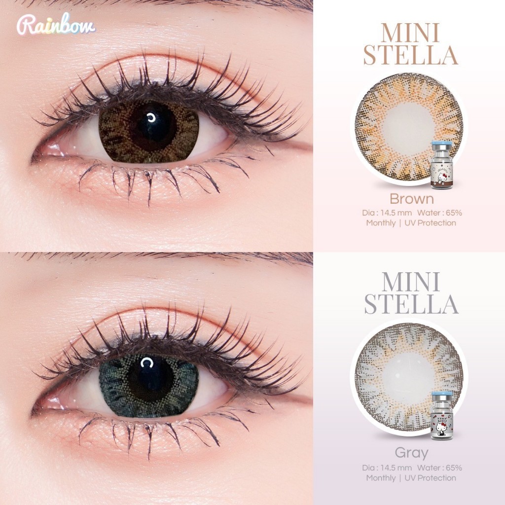 RainbowLens 👀🌈 Mini Stella มินิ คอนแทคเลนส์ (รายเดือน) ค่าอมน้ำสูง เลนส์กัน UV ☀️ นำเข้าจากเกาหลี✈️ ลิขสิทธิ์ Sanrio แท้