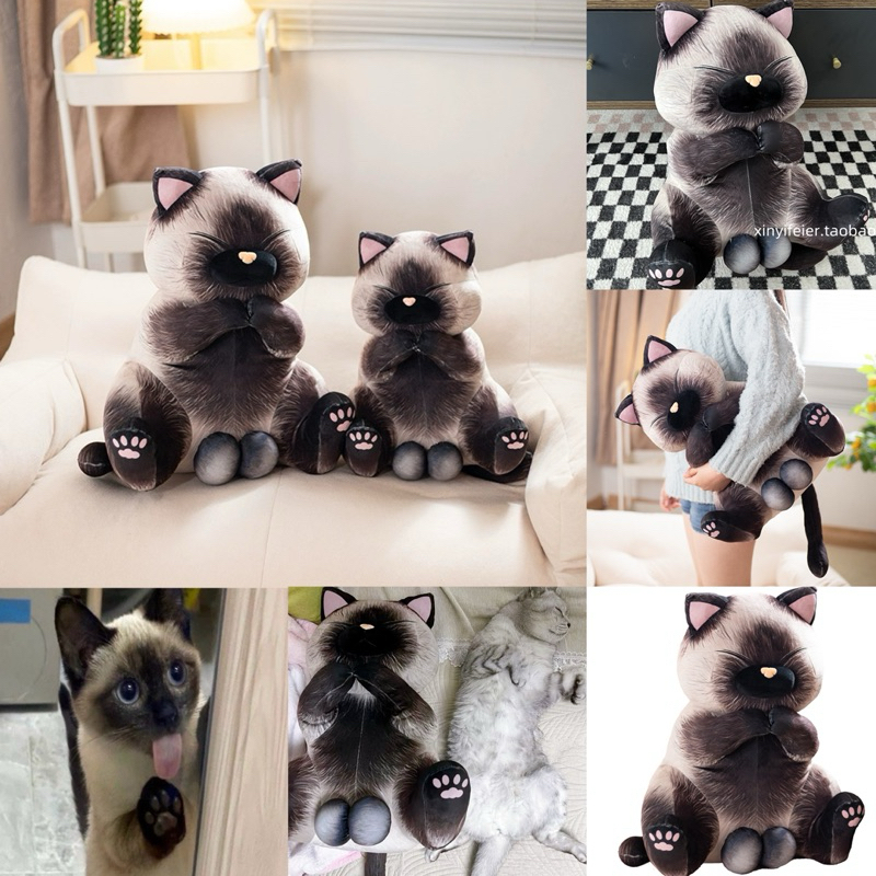 พร้อมส่ง ตุ๊กตา แมววิเชียรมาศ ไข่ดำ Siamese ตุ๊กตาแมว น้องน่ารัก กอดถนัดมือ ของขวัญ 23162