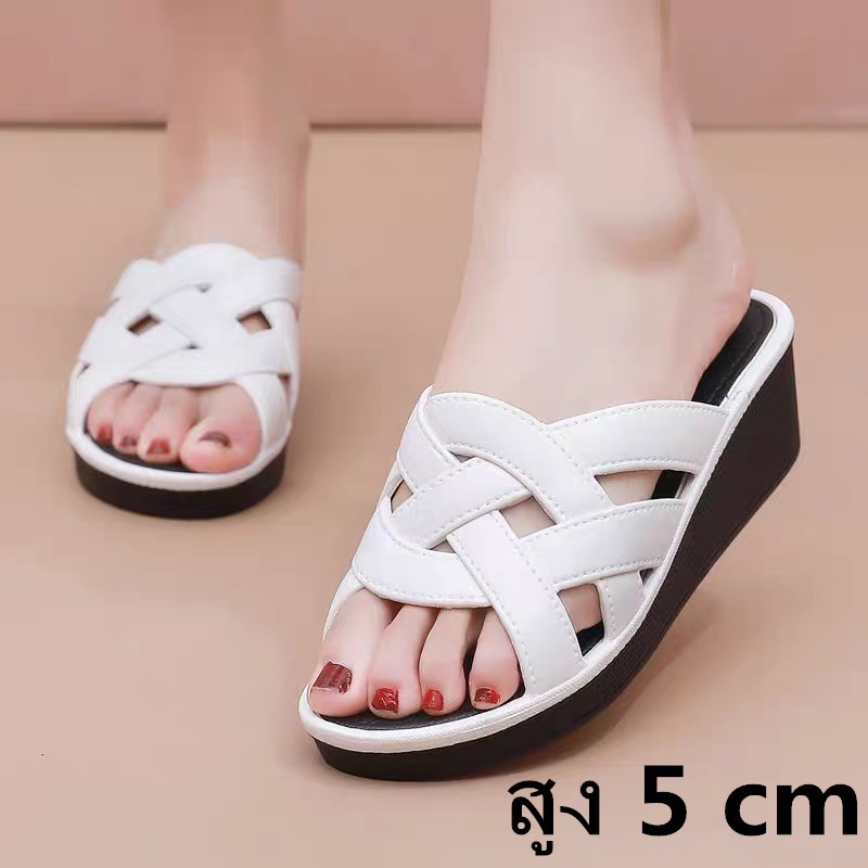 รองเท้าแตะ รองเท้าผู้หญิง รองเท้าแฟชั่น สะดวกสบาย ฟชั่น ด้านล่างหนา สูง 5 cm （36-40）887