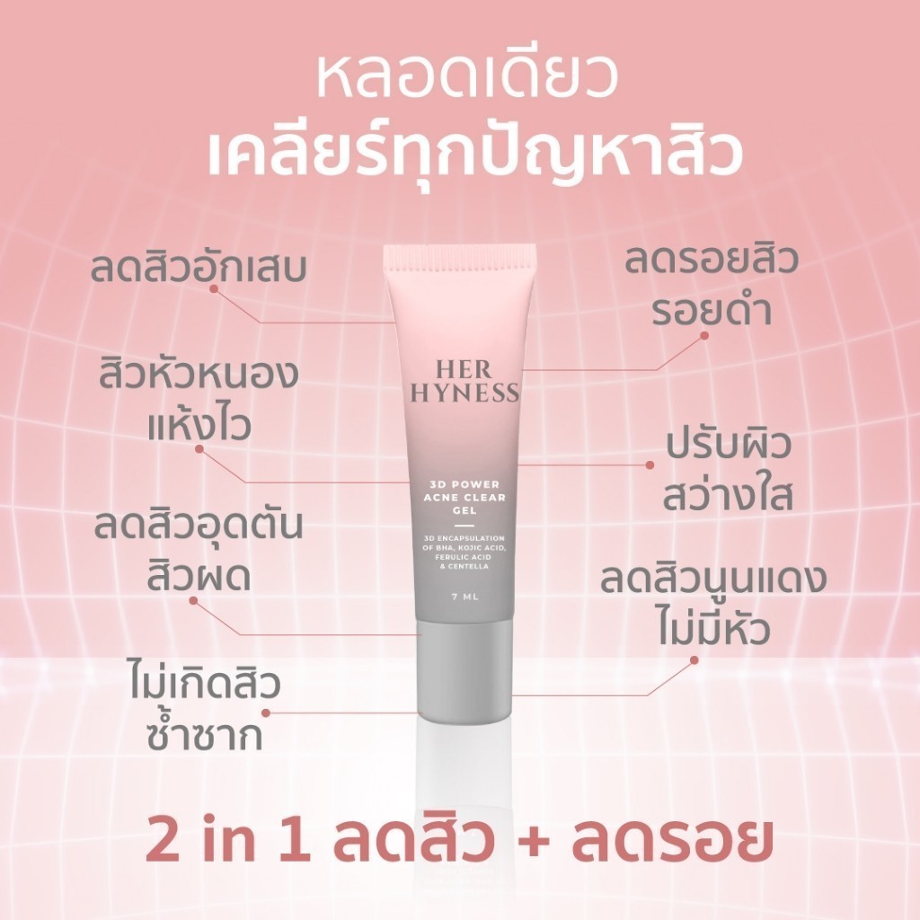 HER HYNESS 3D POWER ACNE CLEAR GEL 7 ML เฮอ ไฮเนส เจลแต้มสิว ทรีดี พาวเวอร์ แอคเน่ เคลียร์ เจล 7 มล. 12ml