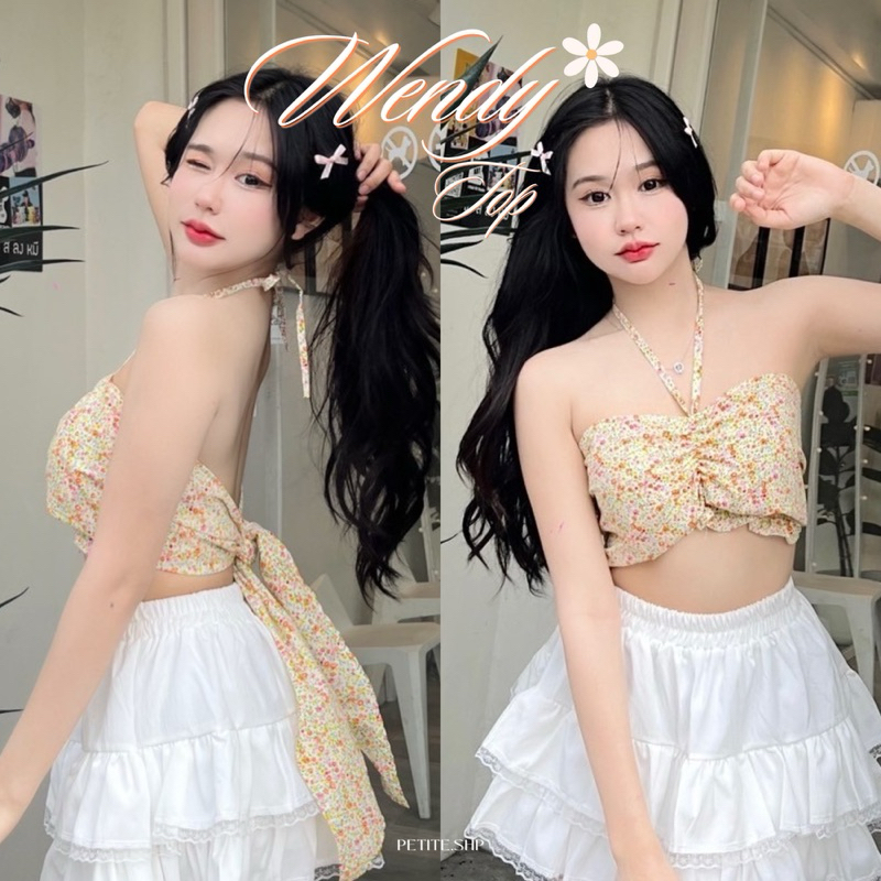 Petite♡︎ Wendy top เสื้อผูกหลัง โชว์หลังเซ็กซี่ ลายดอกไม้วินเทจ ต้อนรับซัมเมอร์