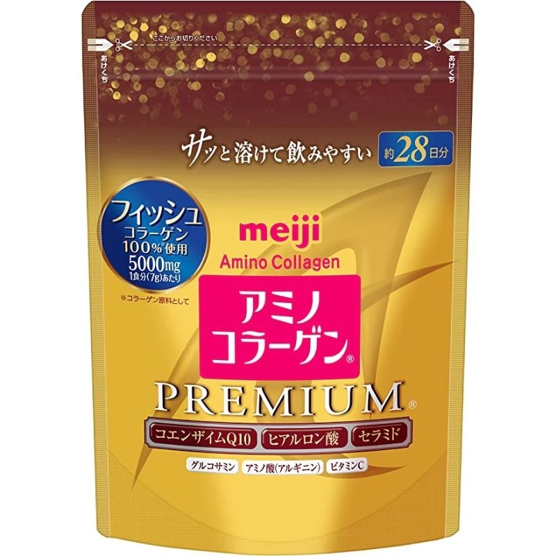 🇯🇵 (Refill) Meiji Amino Collagen 5,000 mg เมจิ อะมิโน คอลลาเจน ชนิดผง คอลลาเจนเปปไทด์ บำรุงผิว ลดริ้วรอย **New** 🔥