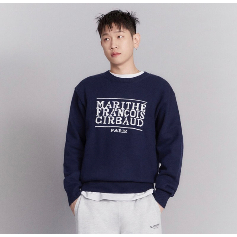 [PRE] MARITHE Classic logo knit pullover (Navy)
