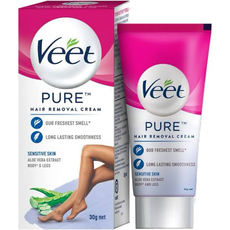 ครีมกำจัดขน Veet Pure สำหรับผู้หญิงไม่มีกลิ่นแอมโมเนีย ผิวบอบบาง 30g