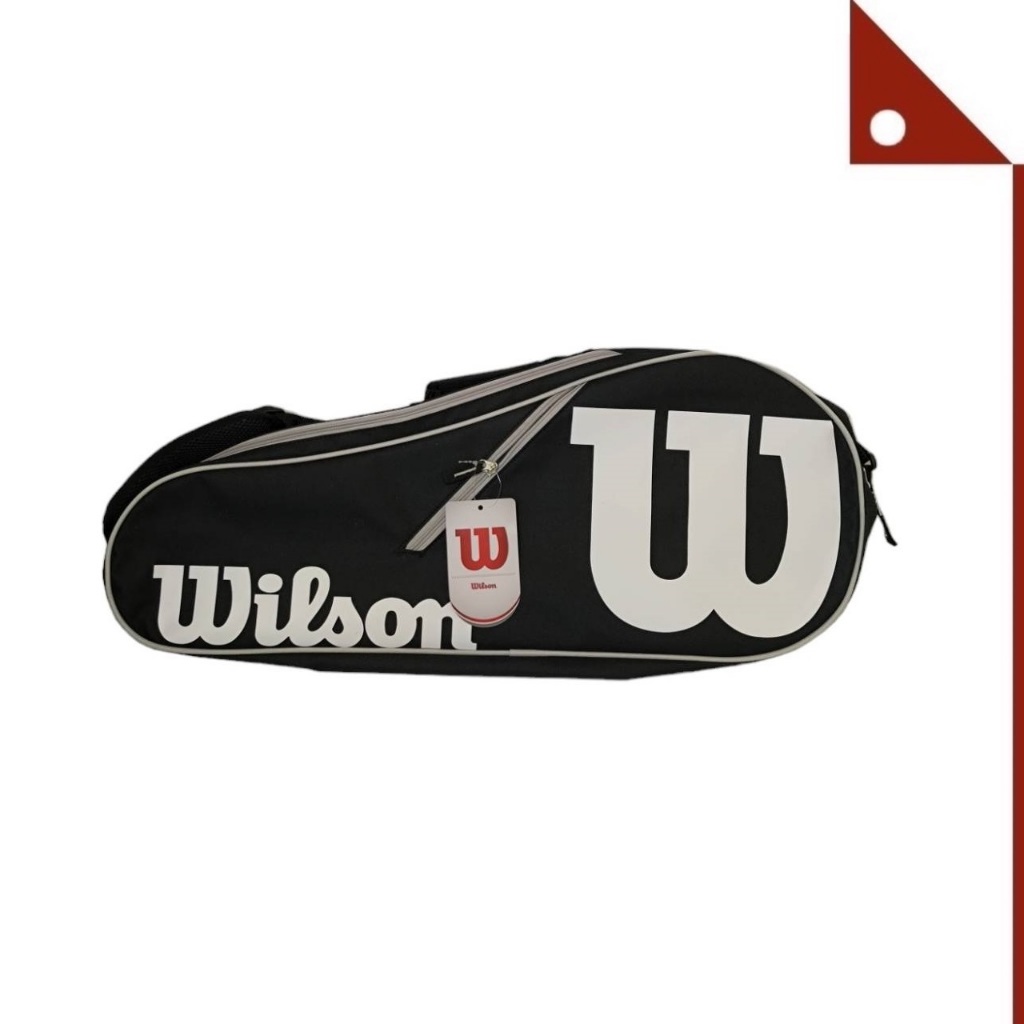 Wilson : WLSWRZ601403* กระเป๋าใส่ไม้เทนนิสและอุปกรณ์ Advantage II Triple Bag, Black/White