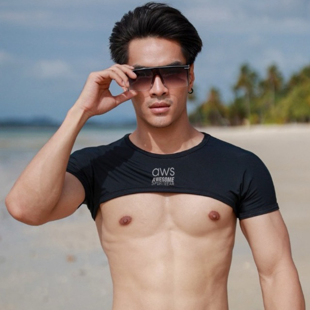 ST216 เสื้อครอป มีเเขนดีไซส์สุดเท่สำหรับผู้ชาย Awesome sport — صورة 3