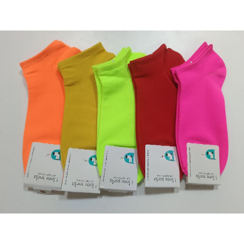 ถุงเท้าสีนีออน สีสด สะท้อนแสง ผ้านุ่ม