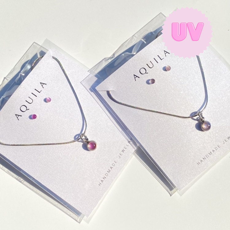 (UV) Best Seller • ต่างหู+สร้อยคอ จี้เปลี่ยนสีแสงแดด ของขวัญ เครื่องประดับ**รบกวนอ่านรายละ