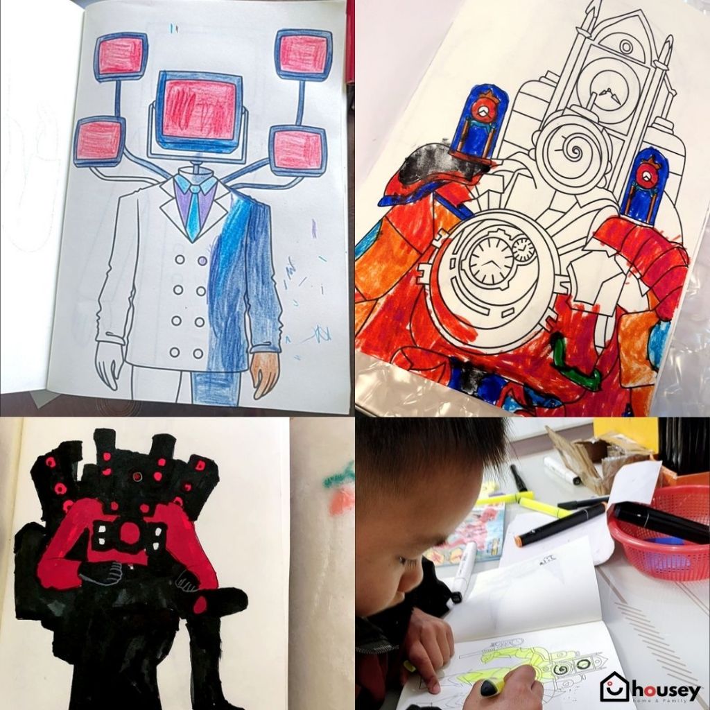 [ซื้อซ้ำมากที่สุด ส่งไวจากนนท์] สมุดระบายสี A5 A6 สกิบิดี้ ทอยเล็ต Skibidi Toilet Coloring Book