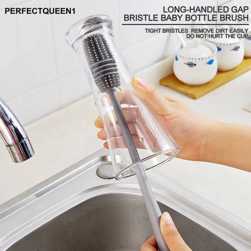 แปรงล้างถ้วย แปรงล้างขวด ซิลิโคน ด้ามจับยาว สำหรับทำความสะอาดขวดแก้ว
