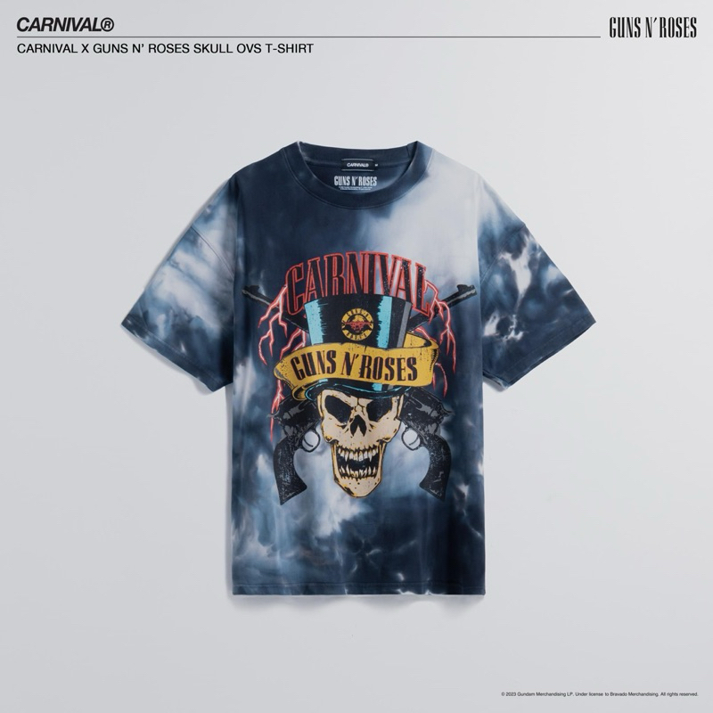 CARNIVAL X GUNS N ROSES SKULL OVS T-SHIRT