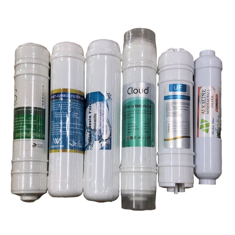 ชุดไส้กรองตู้น้ำ 6 ชั้นตอน (Post PP+ Post carbon+ Post resin+ Post carcon เดือย+ UF+ อัลคาไลน์ 12")