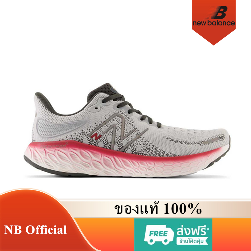 New Balance Fresh Foam X 1080 V12 ของแท้ 100% 1080V12 Grey Red M1080W12 รองเท้าผู้ชาย