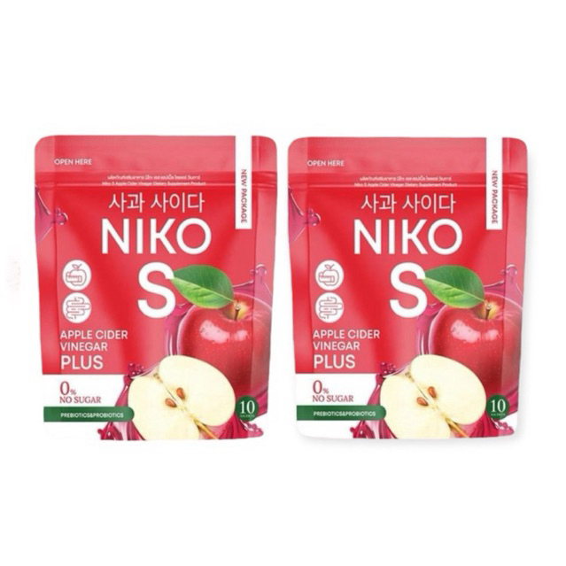 (1แถม1) นิโกะเอส แอปเปิ้ลไซเดอร์พลัส ถุงใหญ่ Niko S Apple Cider Vinegar Plus 1แถม1ผลิตภัณฑ์เสริมอาหาร 1ซอง บรรจุ10ซอง