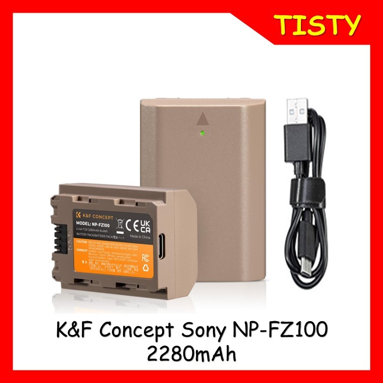 K&F Concept Sony NP-FZ100 (2280mAh) Battery with Type C Direct Chargeable Port Camera Battery Compatible with Sony