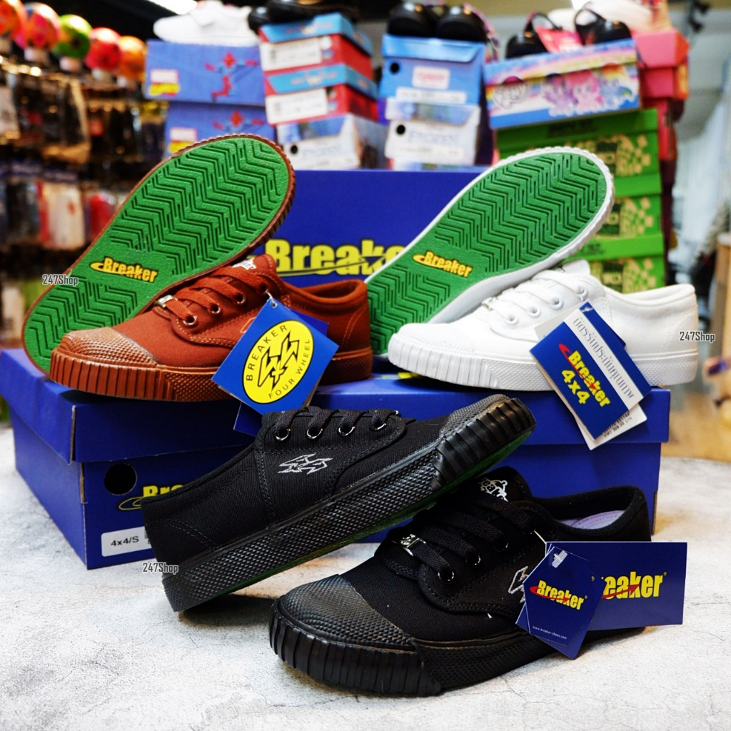 สินค้าพร้อมส่ง รองเท้านักเรียน ผ้าใบ Breaker รหัส 4x4