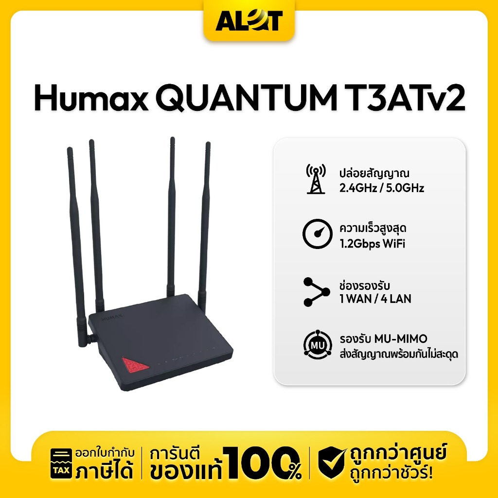 Humax Quantum T3ATV2 AC1200 Wi-Fi Dual Band Gigabit Router | Quantum T3A Wi-Fi