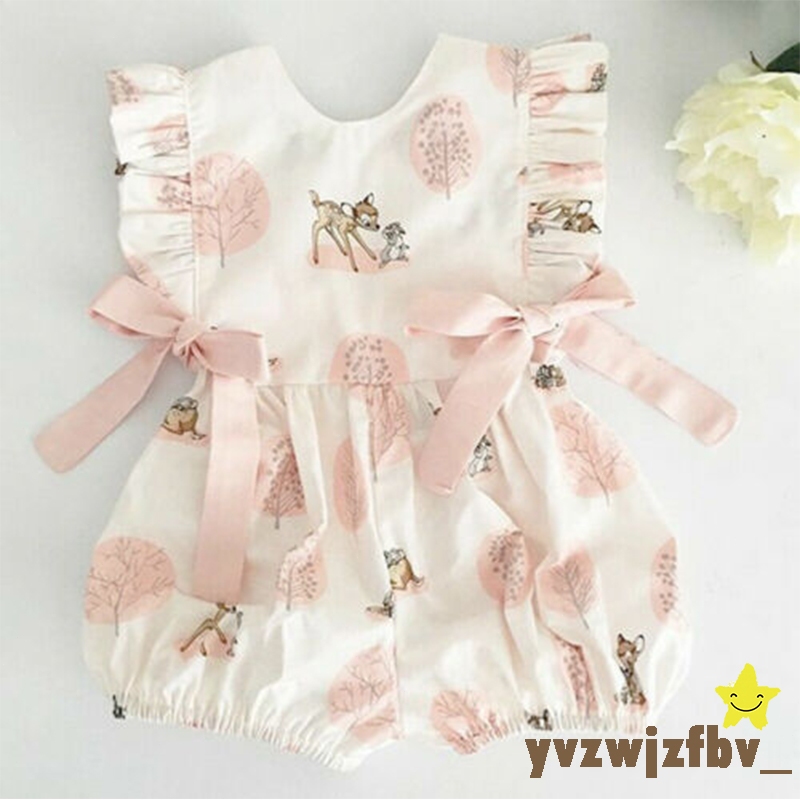{COD&LOCAL} ชุดจั๊มสูท เนื้อผ้าฝ้าย ลายกวาง สำหรับเด็กทารก