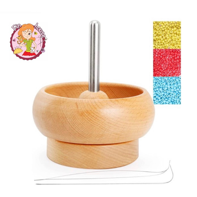 เครื่องร้อยลูกปัด ทำเครื่องประดับ DIY Wood Bead Spinner Bowl Bead Loader for Stringing Sewing Jewelry (เฉพาะเครื่อง)