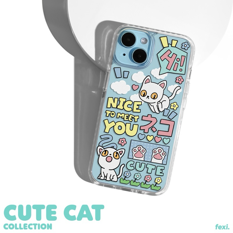 เคสไอโฟน ((สั่งทำชื่อได้)) “ Cute Cat “ iPhone Case for 12 - 16 series & Samsung S24 series.
