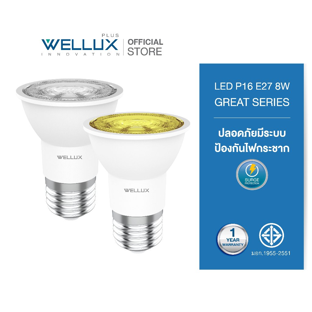 WELLUX หลอดไฟ LED MR16 8W ขั้วE27 แสงขาว แสงวอร์ม GREAT SERIES