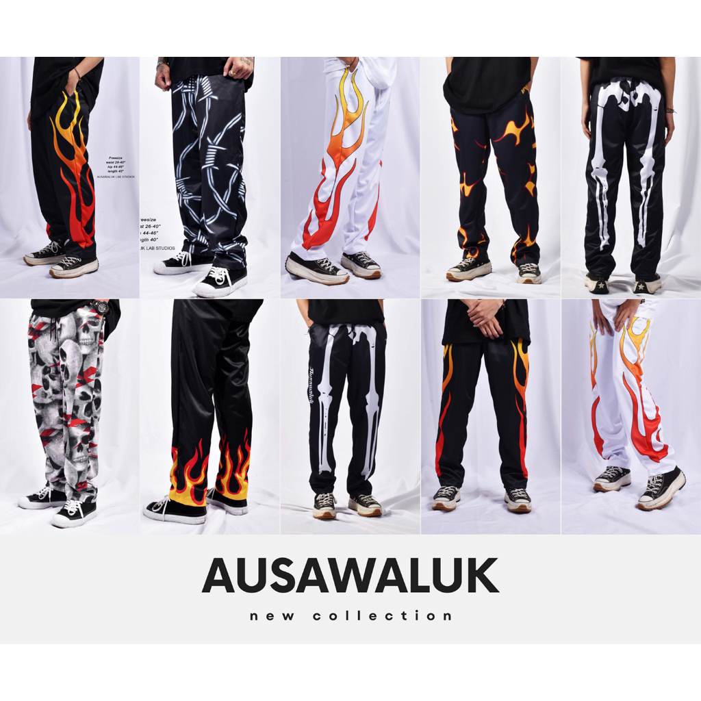 กางเกงขายาว AUSAWALUK พิมพ์ลายสตรีท แนวสตรีทโมเดิร์น (มีหลายลายให้เลือก) กางเกงขายาวลำลอง