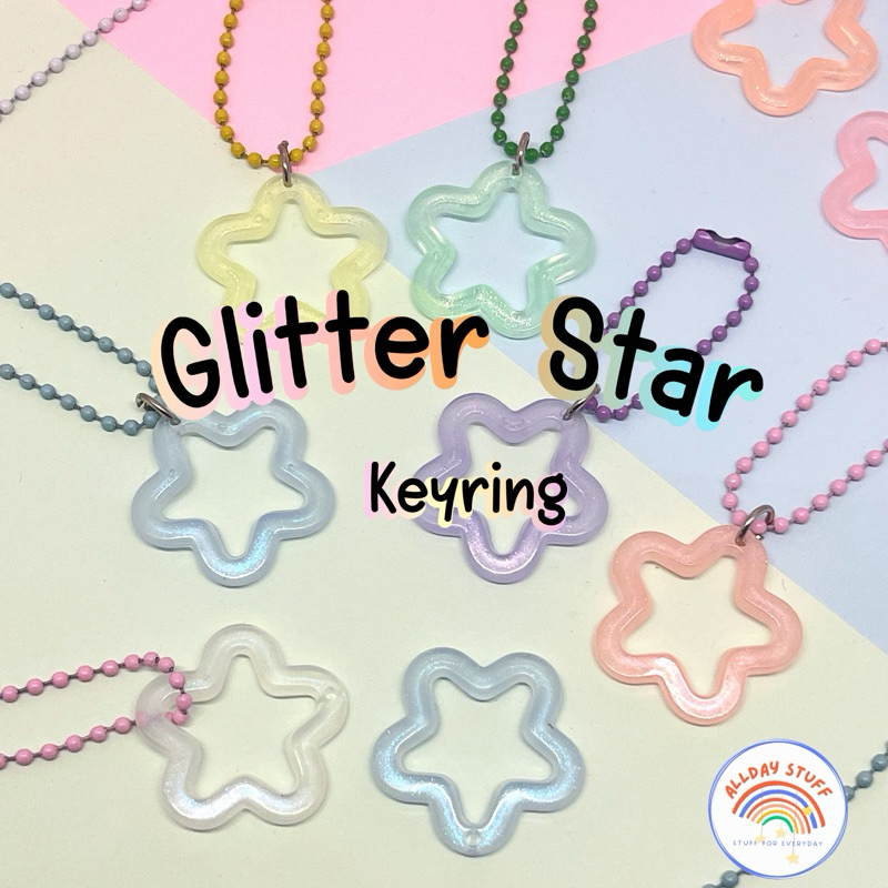 ★ พวงกุญแจจี้ห้อยรูปดาว (Glitter Star) รุ่นกลิตเตอร์ วิ้งๆ ‼️รบกวนไม่สั่ง 1 ชิ้นน้าา คละสินค้าอื่นได้ค่ะ