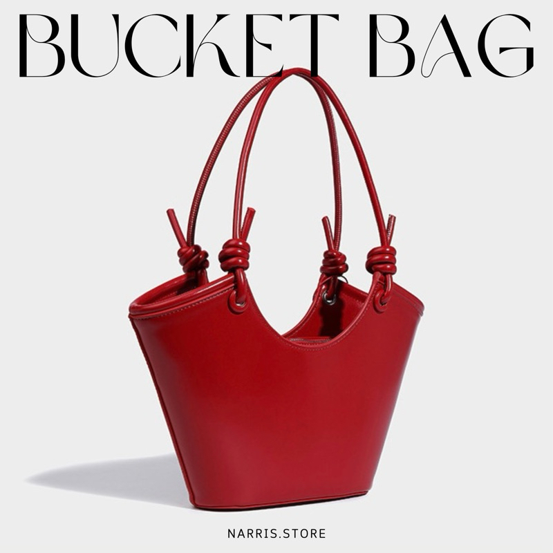 Narris กระเป๋าสะพายไหล่วินเทจทรง Bucket bag (พร้อมส่งจากไทย)