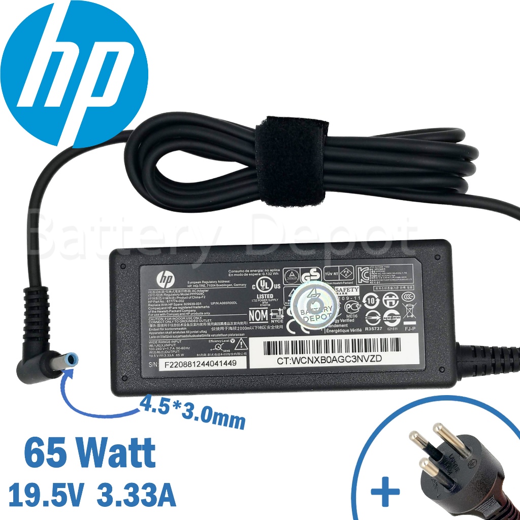 HP Adapter ของแท้ HP 14s-cf1044tx 14-r002tx 15-ac185tx 14-al172tx 14s-cf0033tx 65w 4.5 14-CK0012TX 15-au024tx สายชาร์จ