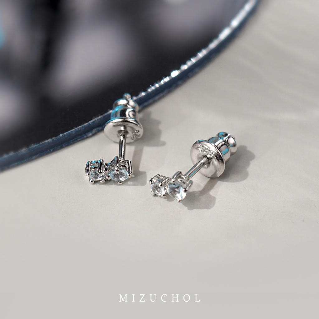 Mizuchol-ต่างหูเงินแท้ชุบทองคำขาว Ocean Bubbling Earrings – พลอย Aquamarine ราคา ถูกที่สุด ดีลบีเคเค แกลเลอรีภาพที่ 2