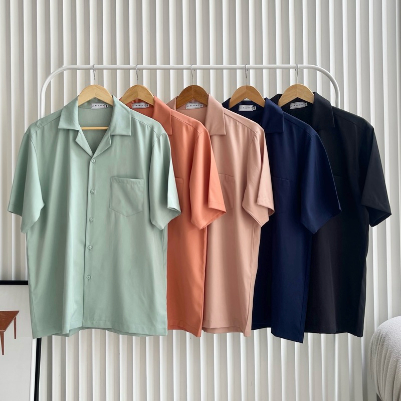 เสื้อฮาวายสีพื้นผ้าอิตาลี (ใหม่)