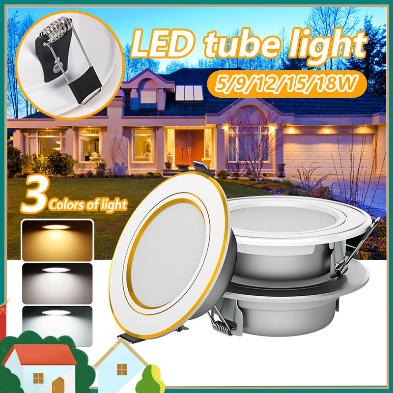เปลี่ยนได้ 3 สี สั่งเยอะจะมีราคาส่ง 5W 9W 12W 15W 18W ไฟดาวน์ไลท์ LED แผงไฟเพดาน