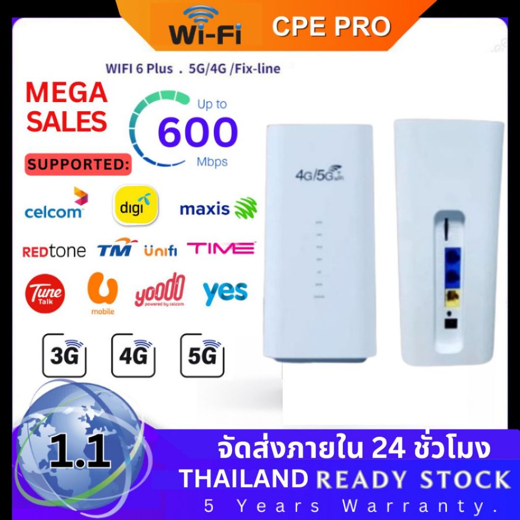 CPE PRO WiFi เราเตอร์ โมเด็มซิมการ์ด pocket wifi 5g Pro LTE Cat12 สูงสุด 600Mbps 2.4G 5G AC1200 เราเต