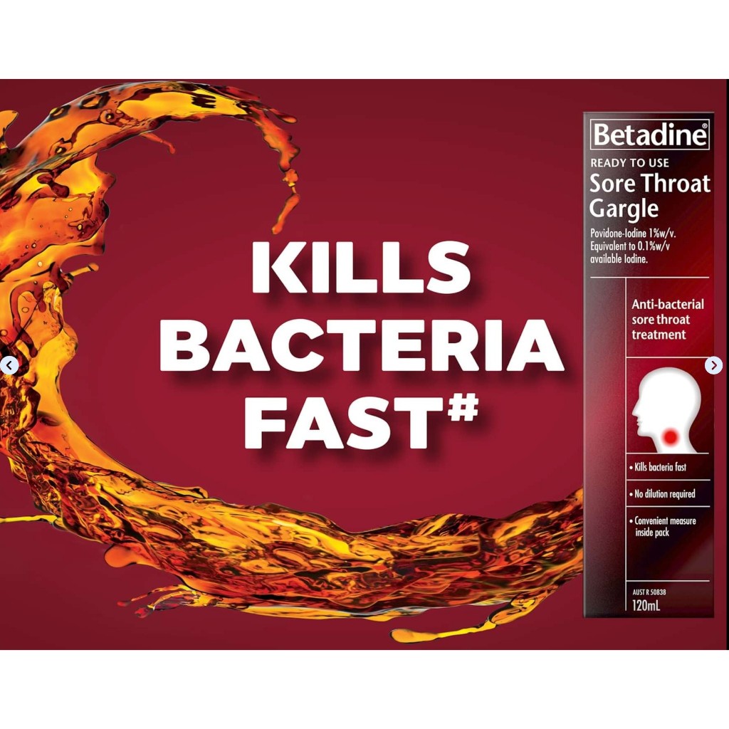 Betadine Sore Throat Gargle Ready To Use 120mL