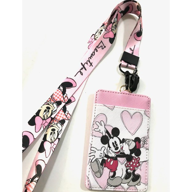 Mickey   and  Minnie สายคล้องคอ สายคล้องบัตร ที่ใส่บัตร ซองใส่บัตร ที่ใส่บัตร พร้อมสายคล้องคอ สำหรับ