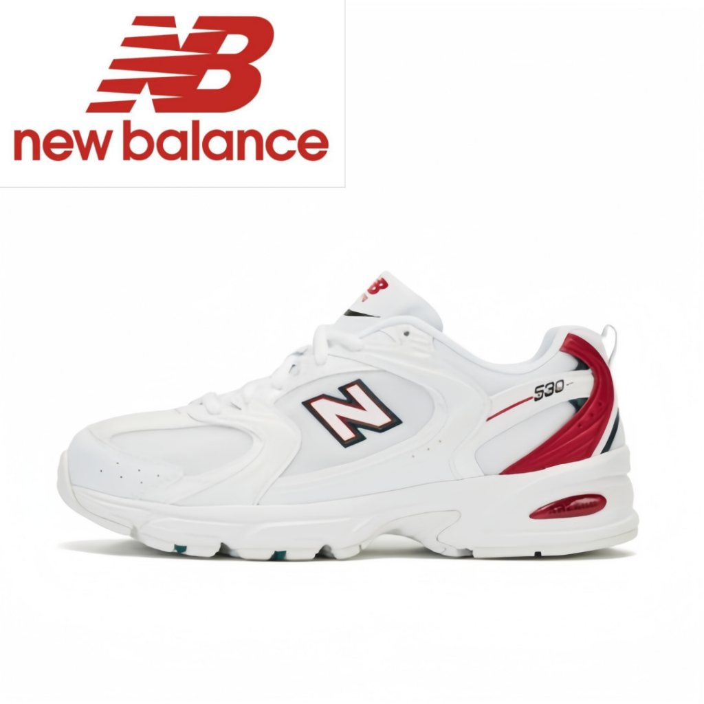 New Balance NB 530 สีขาวแดง รองเท้า รองเท้าผ้าใบ รูปแบบ ของแท้ 100 %