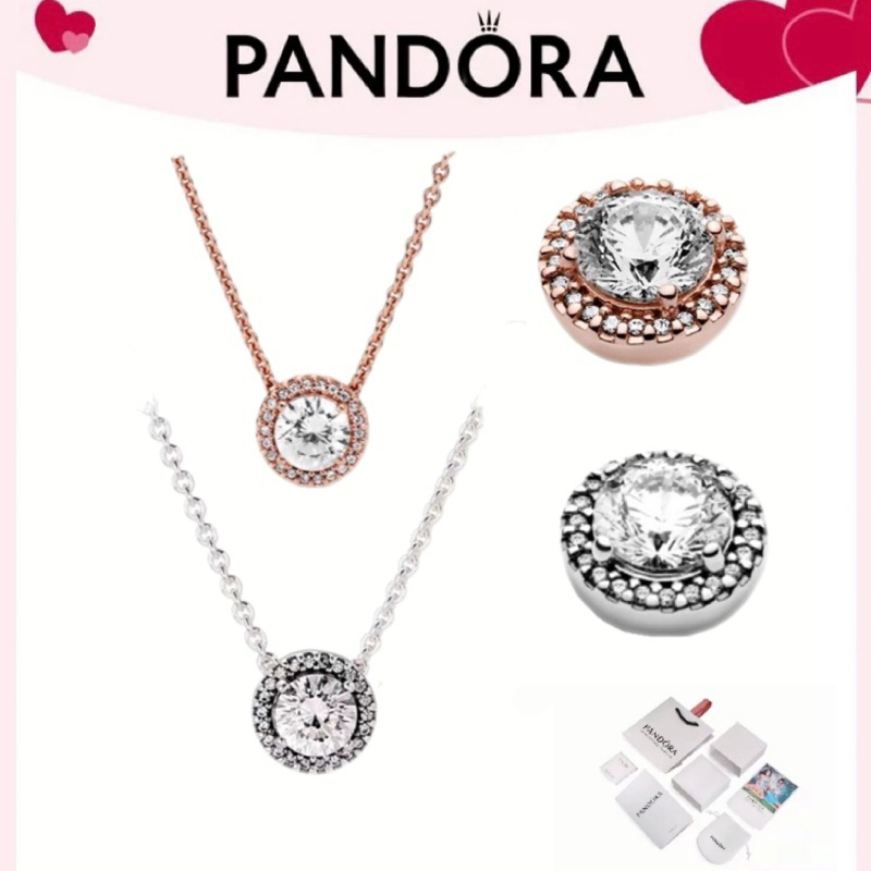 🇦🇹🇹🇭[ส่งจากกรุงเทพ]🇹🇭Pdr เงิน925 สร้อยคอ  Round Brilliant Halo Necklace ของขวัญสำหรับคนพิเศษ ของแท้ 