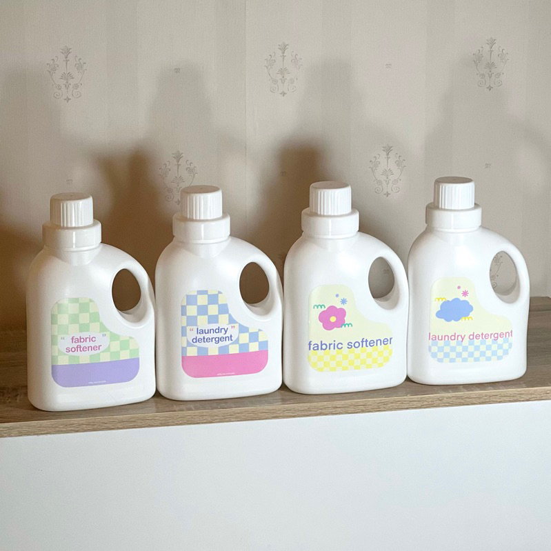 พร้อมส่ง❗️ขวดรีฟิล 1000ML ขวดใส่น้ำยาปรับผ้านุ่ม น้ำยาซักผ้าฝาตวง แกลอนน้ำยาปรับผ้านุ่ม ลายน่ารัก RF